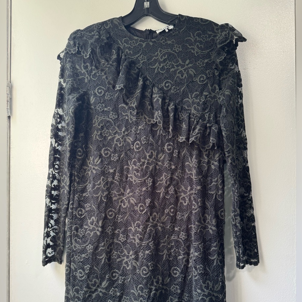 Ganni Flynn Mini Lace Dress in Dark Green Size 34/4 - Picture 6 of 9